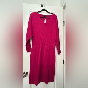 Women's V-Neck Pink Sweater Dress